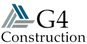 Blue and gray construction company logo